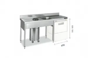 Plonge inox 1 bac et vide dchets avec espace pour lave vaisselle 1800mm FBADL718